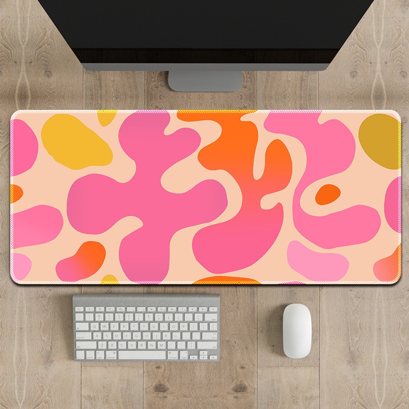 Y2K Desk Setup - Tapete de Mesa Abstrato Rosa Laranja