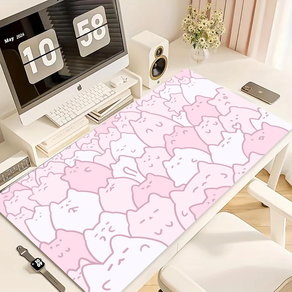 Desk Setup Pink - Mouse Pad para Jogos, Tapete Grande