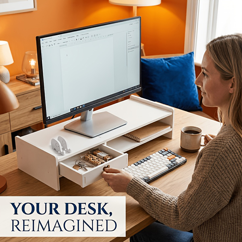 Desk Setup White - Suporte Minimalista Branco de PVC para