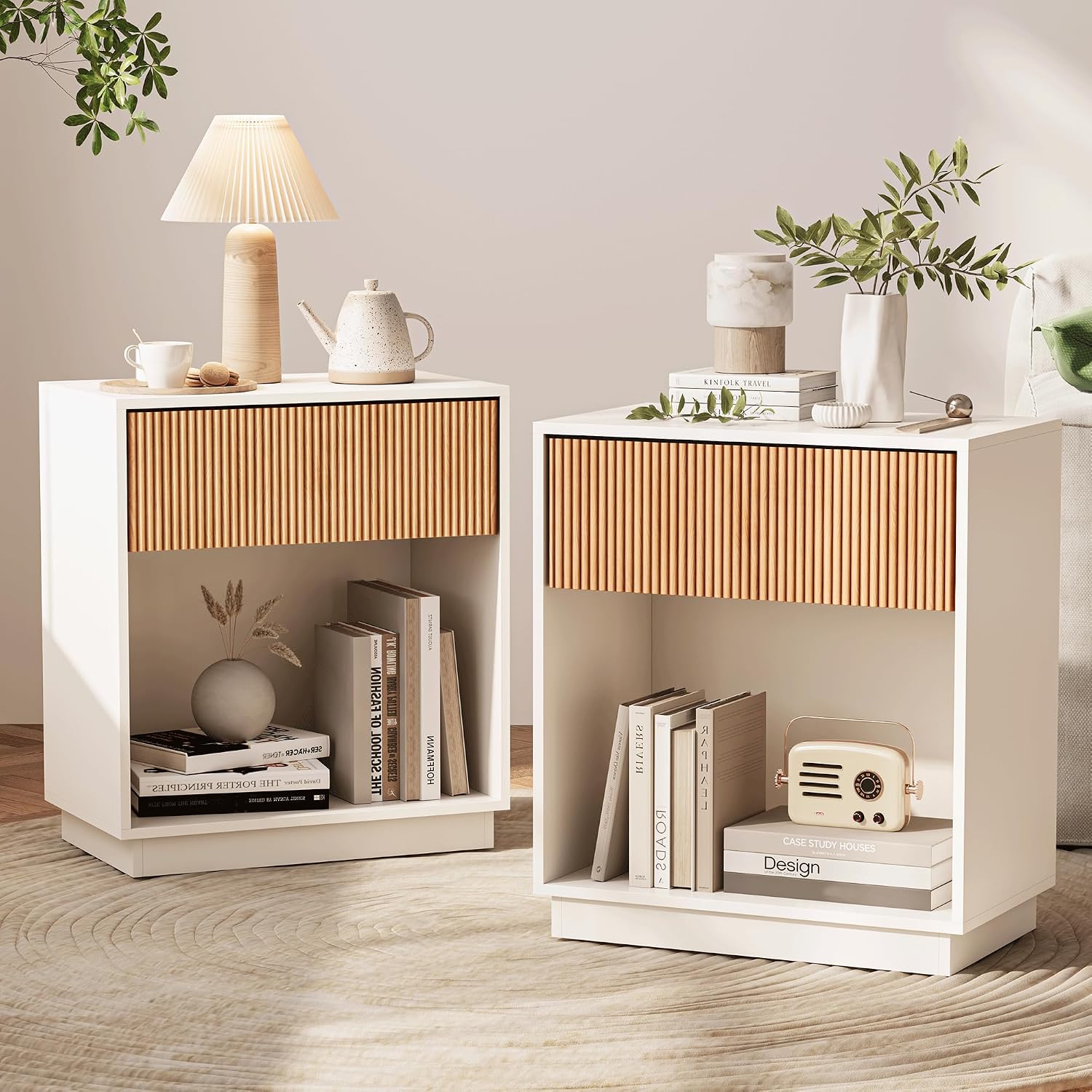 Desk Setup White - Conjunto de 2 Mesas de Cabeceira