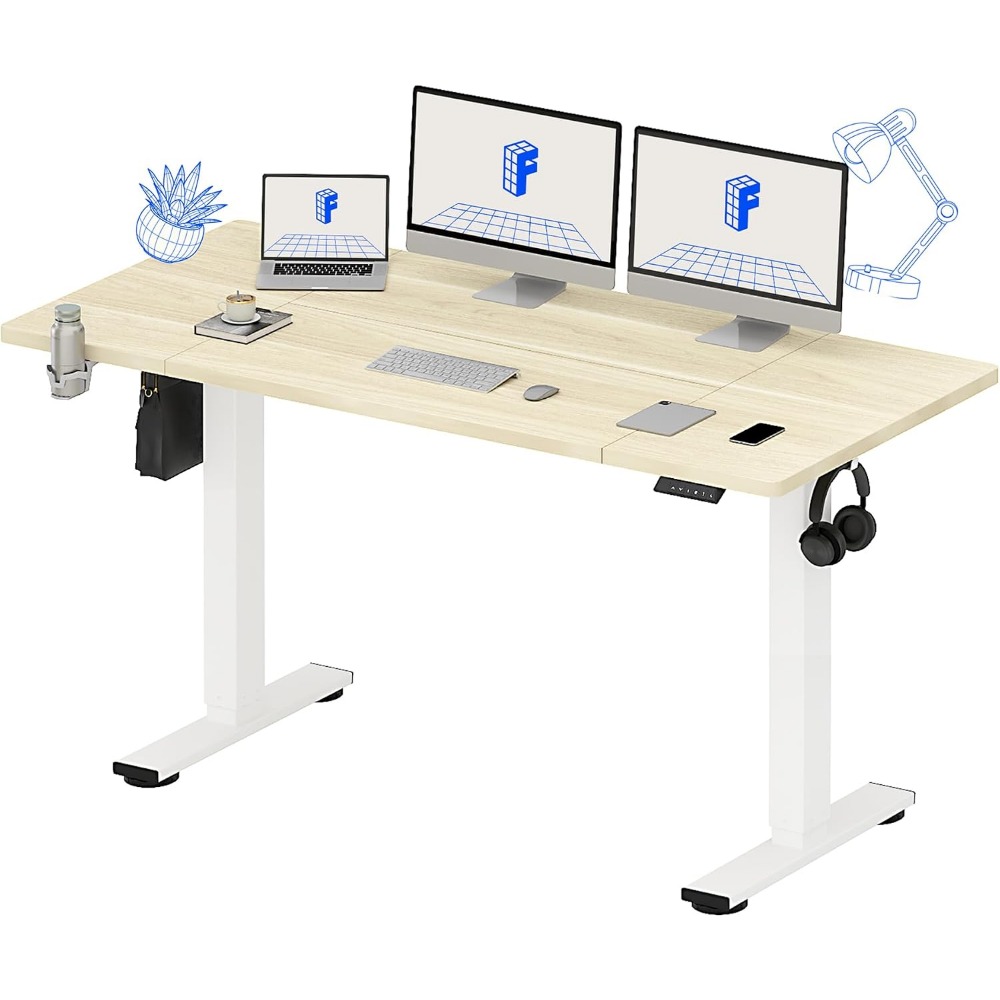 Desk Setup Office - Mesa Elétrica Ajustável FLEXISPOT 63x32 Polegadas,