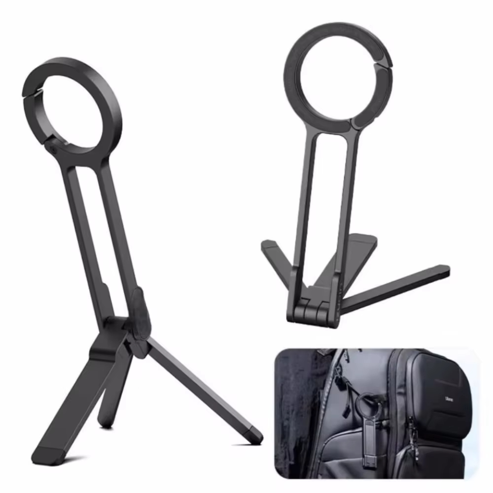 Dual Phone Holder - Tripé Dobrável para Celular com Mosquetão