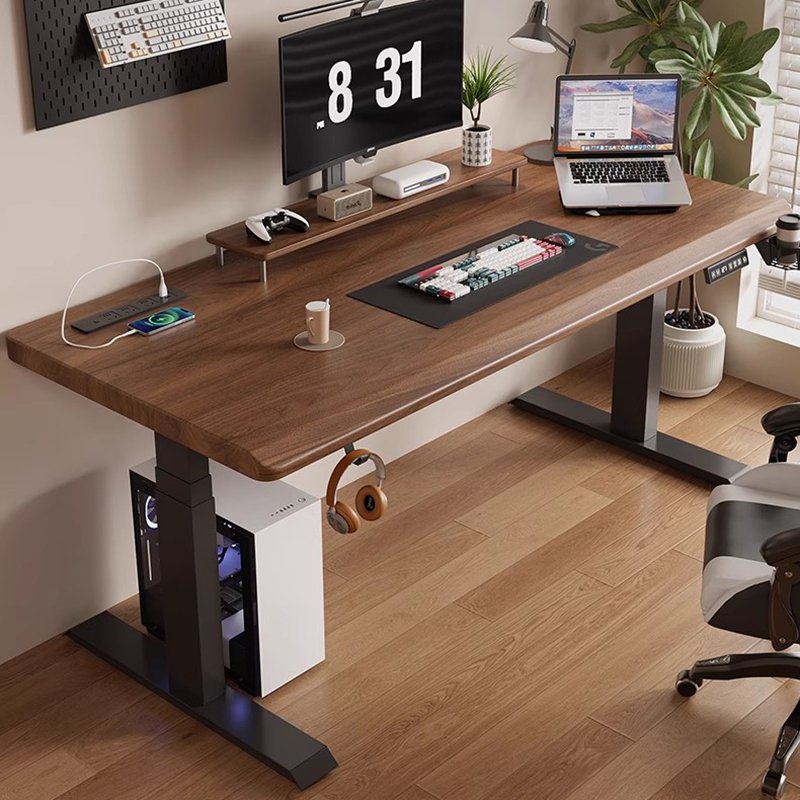 Desk Setup Oak - Mesa de escritório com altura ajustável,