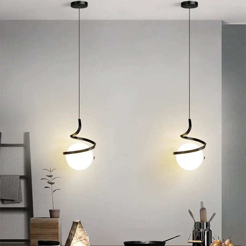 Desk Setup White - Nordic LED Pendant Light, Hanging Line