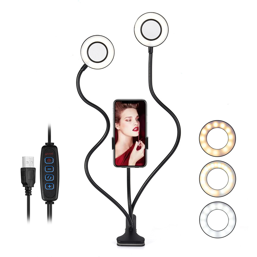 Dual Phone Holder - Luzes duplas led anel de luz