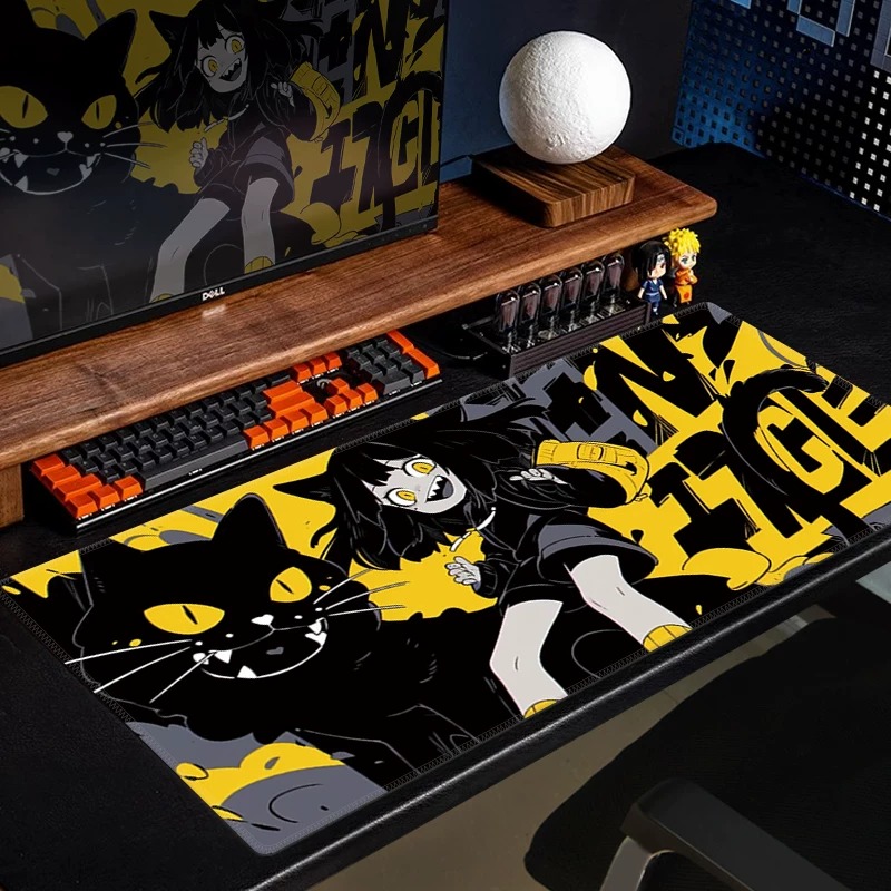 Desk Setup Gaming Pc - Mouse Pad Gamer Anime Gato Preto