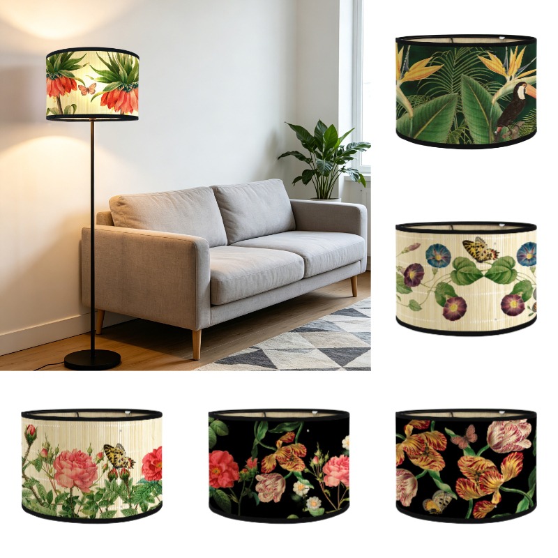 Desk Setup Vintage - Abajur Vintage de Bambu Estampado E27,