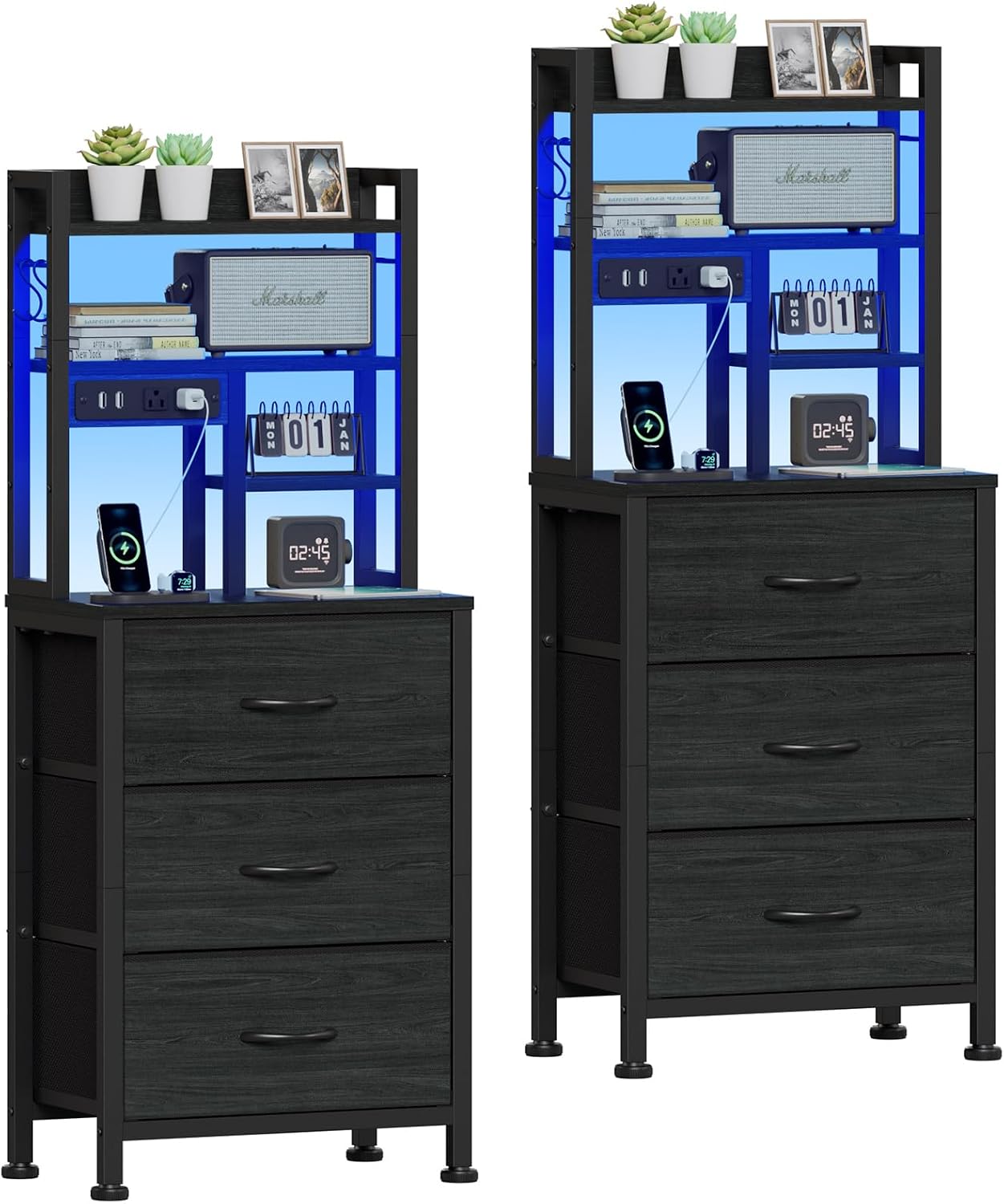 Desk Setup Oak - Conjunto de 2 Mesas de Cabeceira,