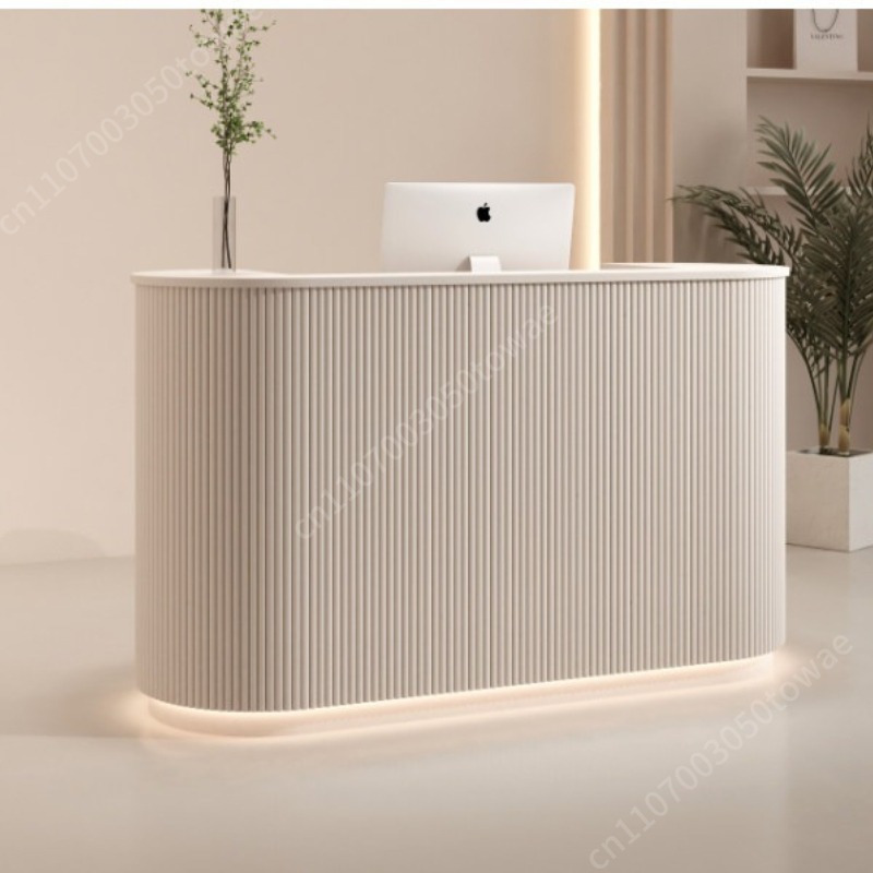 Desk Setup White - Balcão de Recepção Vertical Curvo com