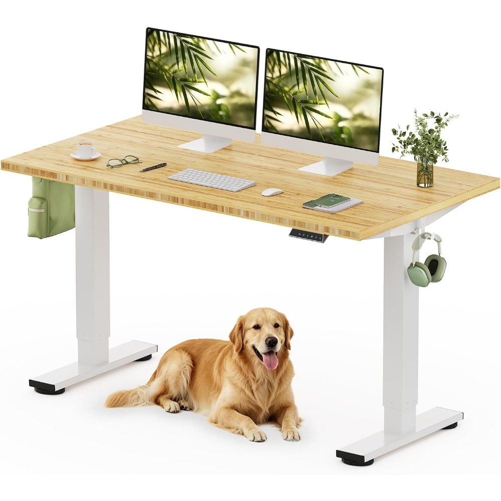 Desk Setup Office - FLEXISPOT Mesa de Escritório em Bambu