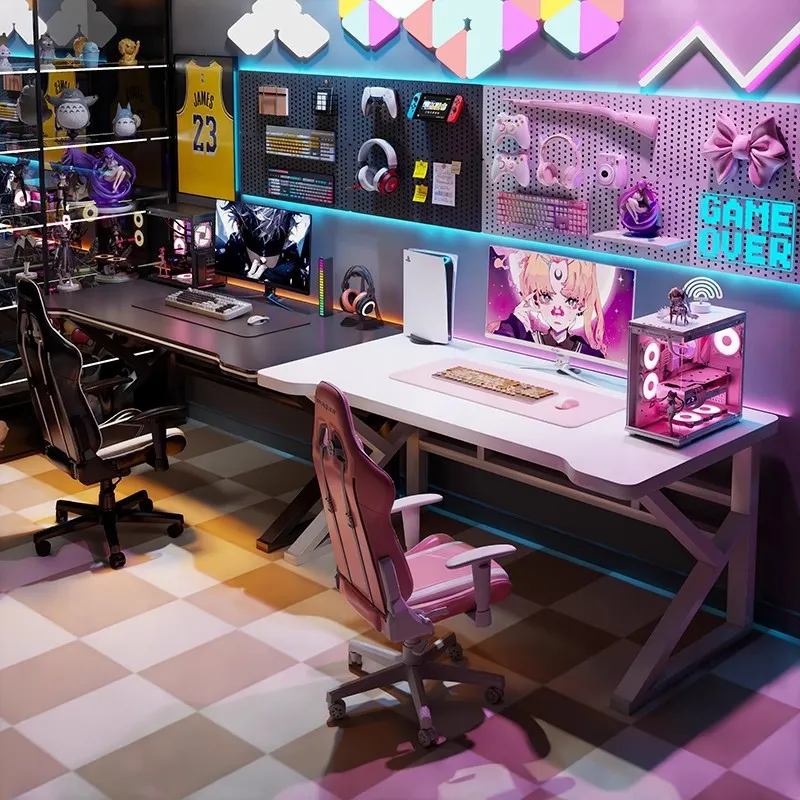 Desk Setup Bedroom - Mesa de Jogos E-sports Dupla, Mesa