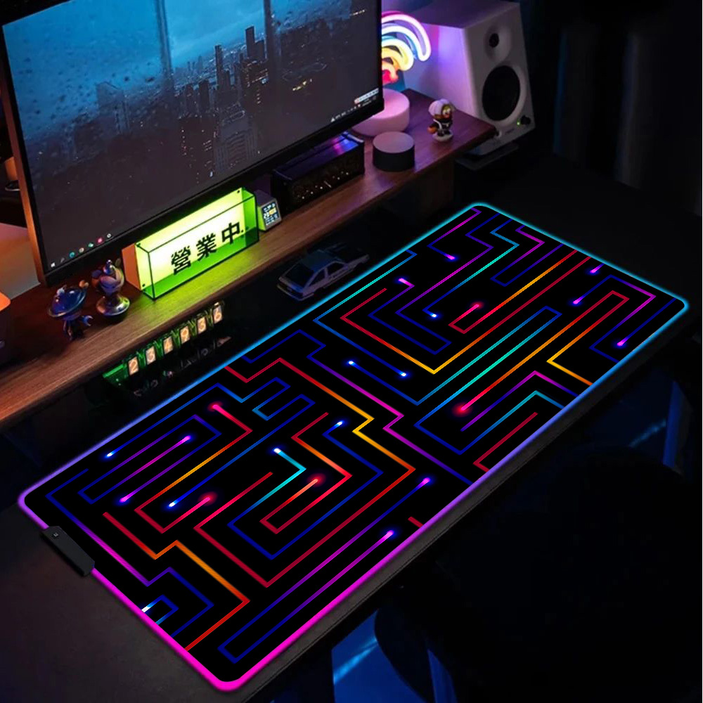 Desk Setup Gaming Pc - Mouse Pad XXL 900x400 Neon Circuit