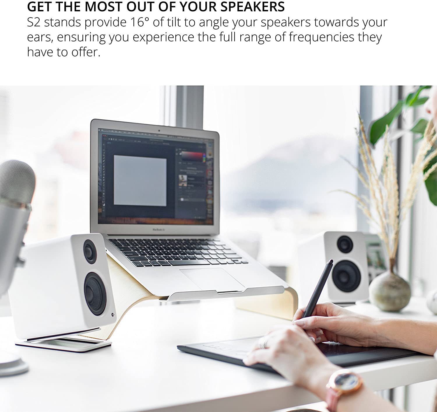 2 peças de suporte de alto-fal - Desk Setup With Speakers avaliação e preço