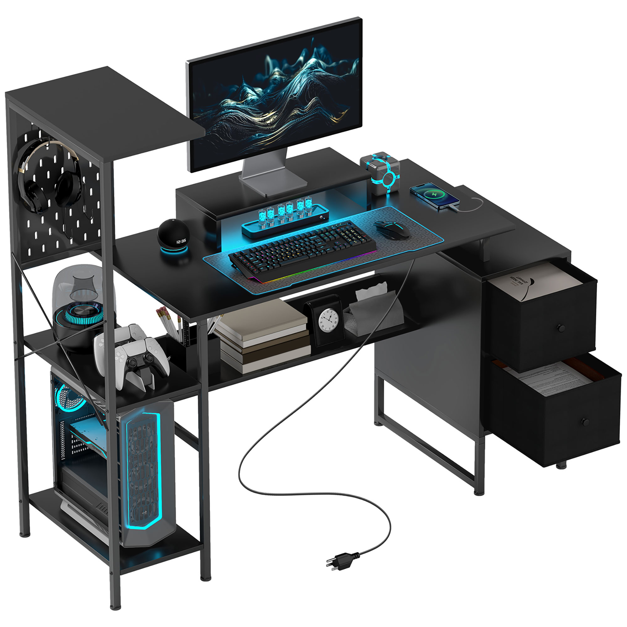 Mesa de Jogos Homcom de 56 pol - Desk Setup Pc avaliação e preço