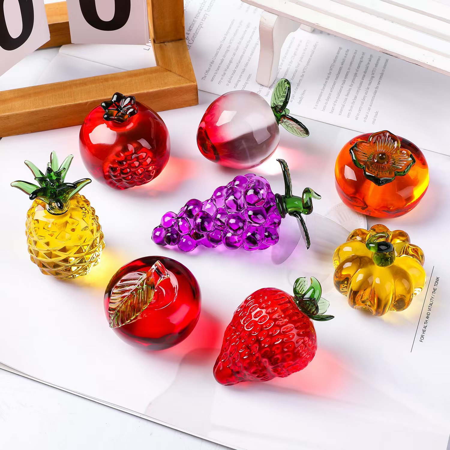 Peso de papel de frutas de cri - Desk Setup Plants avaliação e preço