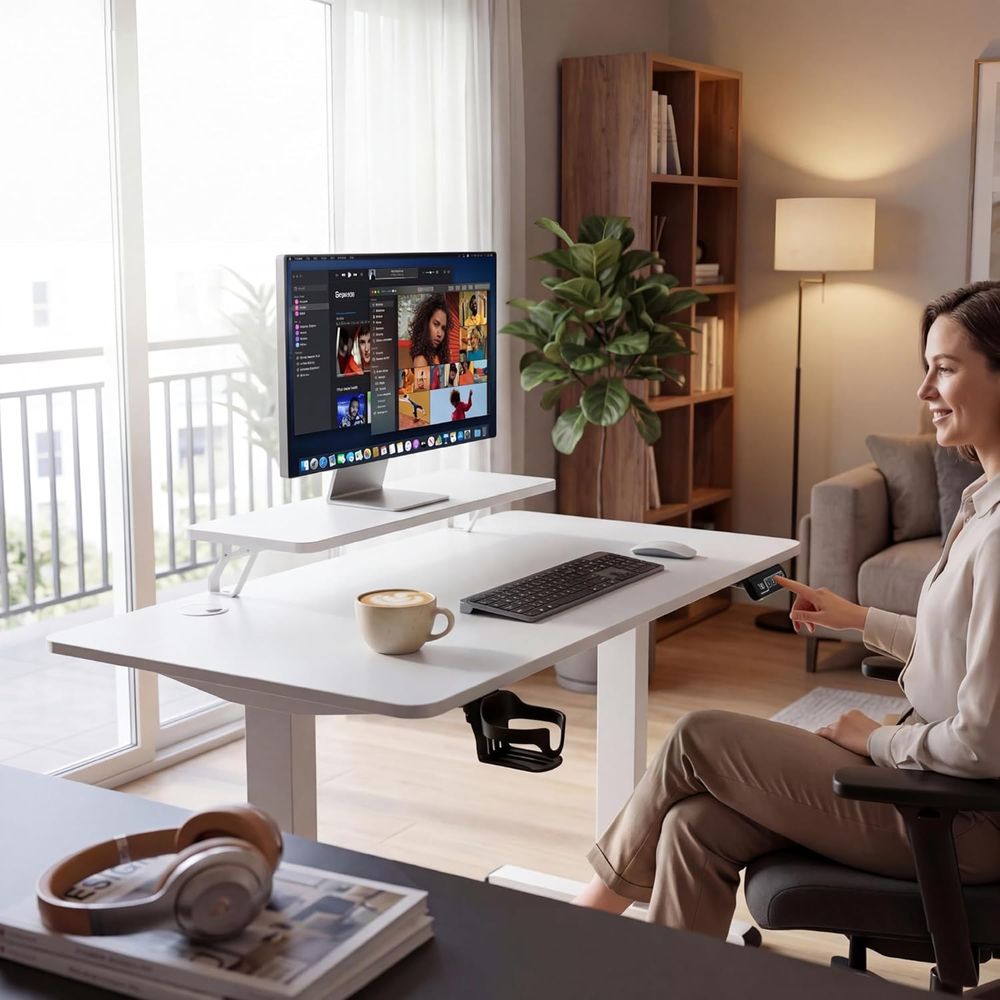 Mesa Ajustável Branca de 47 Po - Desk Setup White avaliação e preço