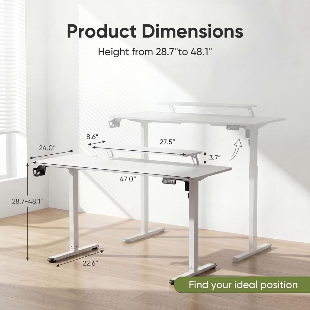 Mesa Ajustável Branca de 47 Po - Desk Setup White avaliação e preço