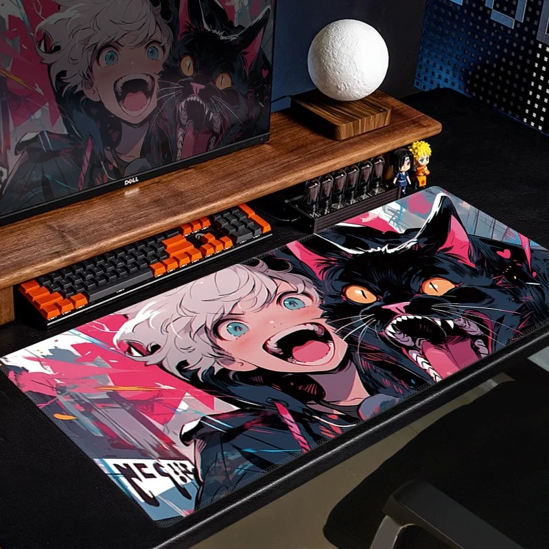 Mouse Pad Gamer Anime Gato Pre - Desk Setup Gaming Pc avaliação e preço