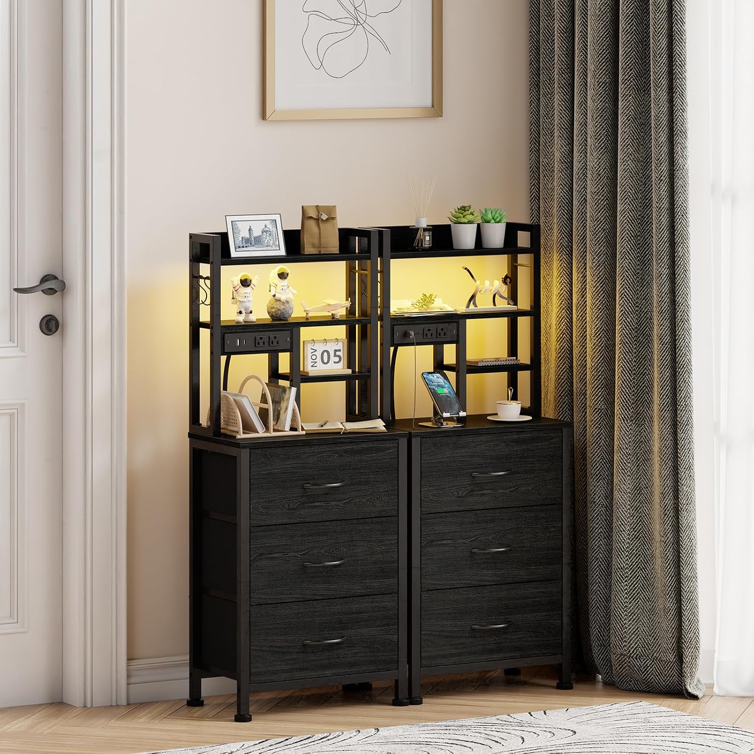 Conjunto de 2 Mesas de Cabecei - Desk Setup Oak avaliação e preço