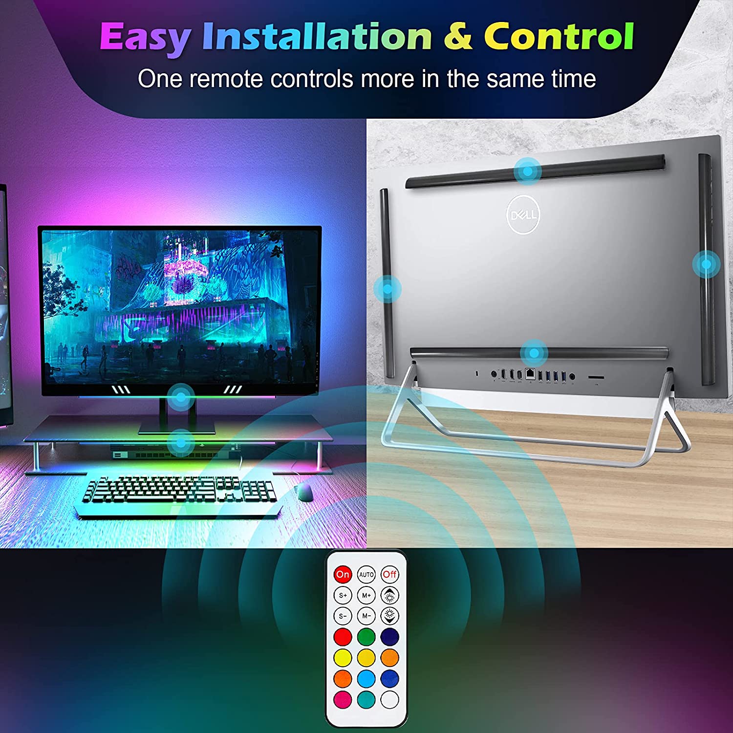 Sob a barra de luz do monitor  - Desk Setup Gaming Pc avaliação e preço